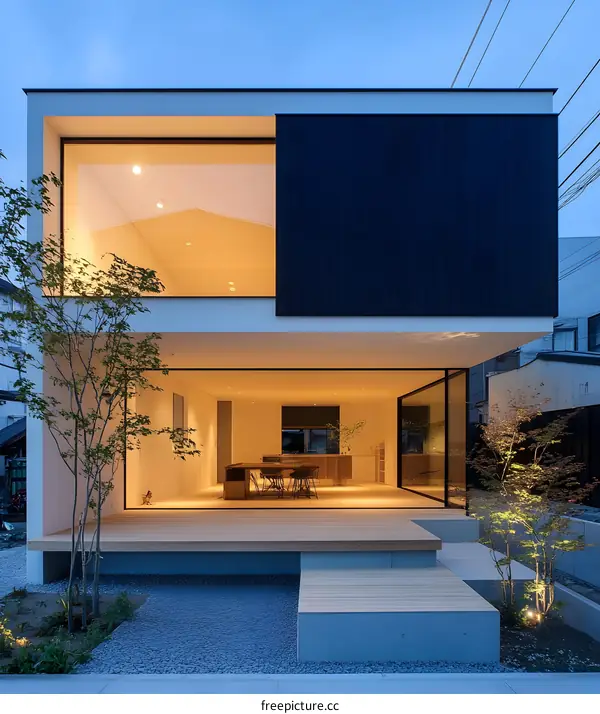 Modern Japanese Style House with Large Windows