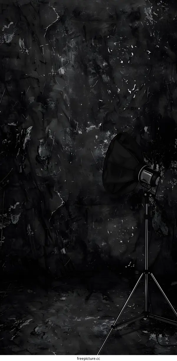 Black and White Studio Photography Background with Lighting Equipment