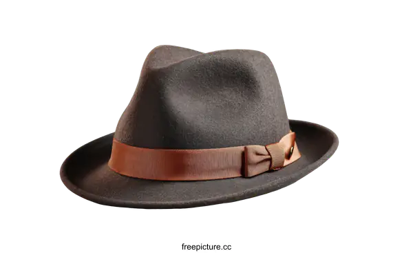 [Transparent Background PNG]Brown Fedora Hat with a Tan Ribbon