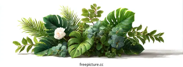 Tropical Floral Arrangement Isolated on White Background