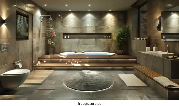 Modern Luxurious Spa Bathroom Design Illustration