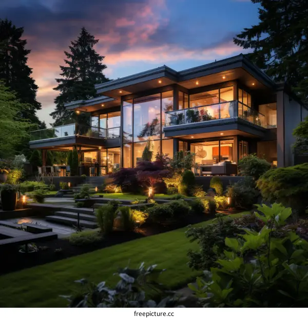 A Stunning Modern House with a Beautiful Garden and a Pool