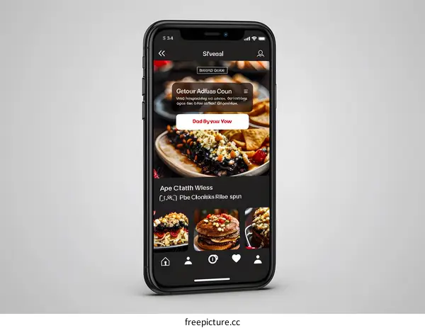 Mobile Phone Screen With Food App