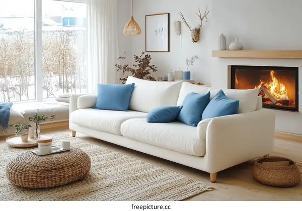 Cozy Modern Living Room with Fireplace