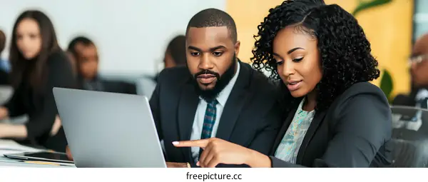 Two Business People Looking at a Laptop