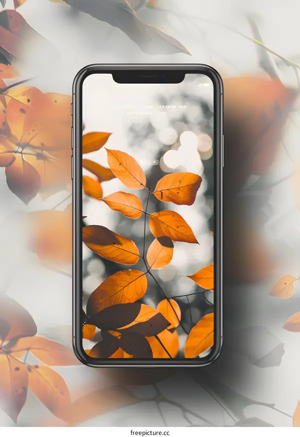 Autumn Leaves on a Smartphone Screen