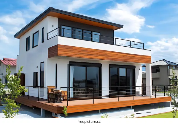 Modern Two Story House with Large Deck