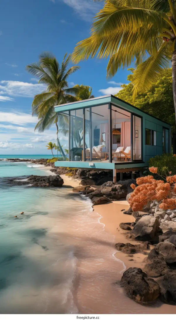 Modern Seaside House with Floor-to-Ceiling Windows Offering Panoramic Ocean Views