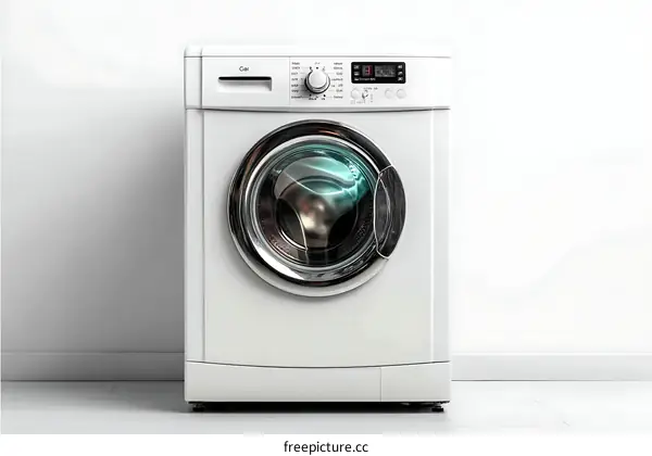 Modern White Washing Machine in a Room