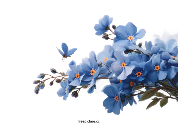 [Transparent Background PNG]Beautiful Forget-Me-Nots Floral Illustration
