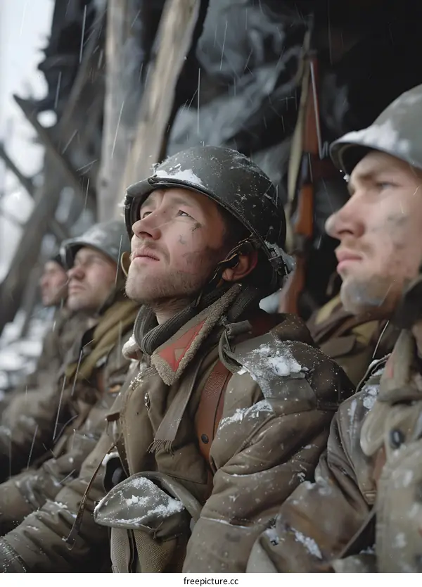 A group of soldiers in the snow