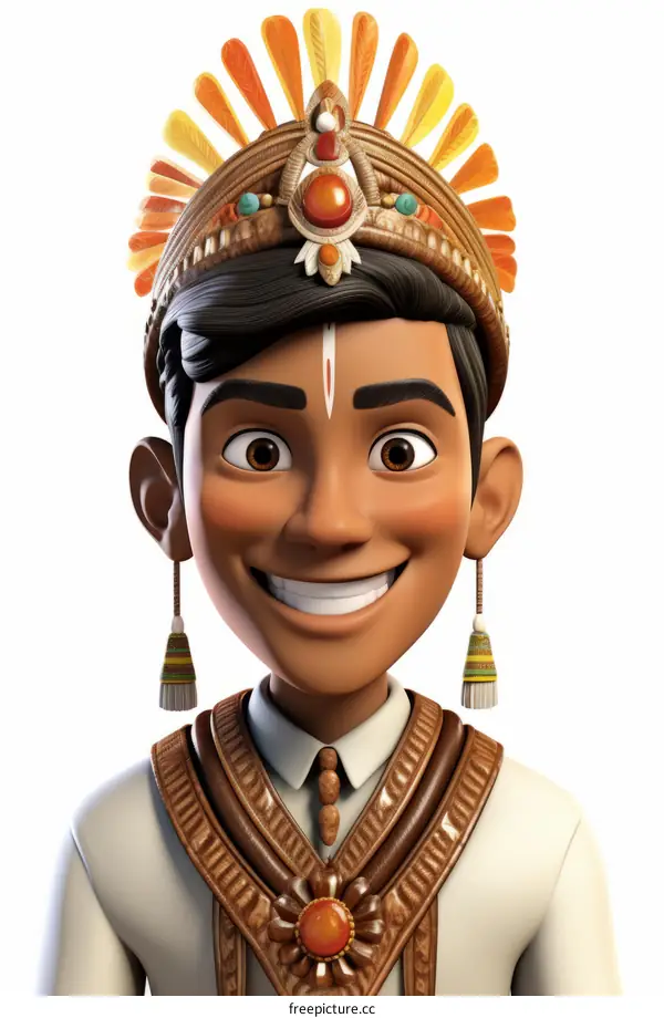 Indian Boy in Traditional Clothes