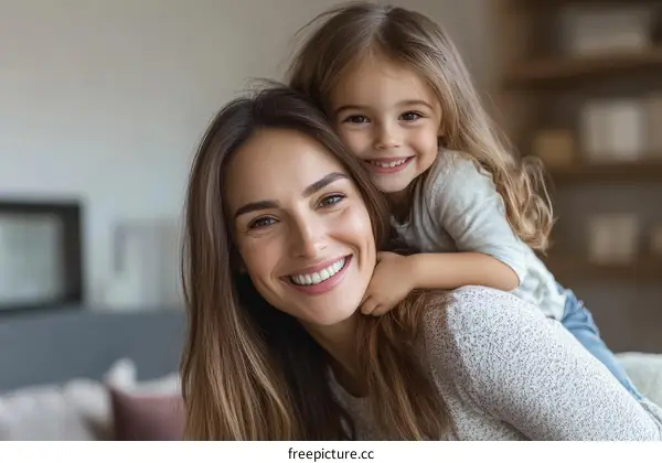 Mother and Daughter Happy Family Portrait