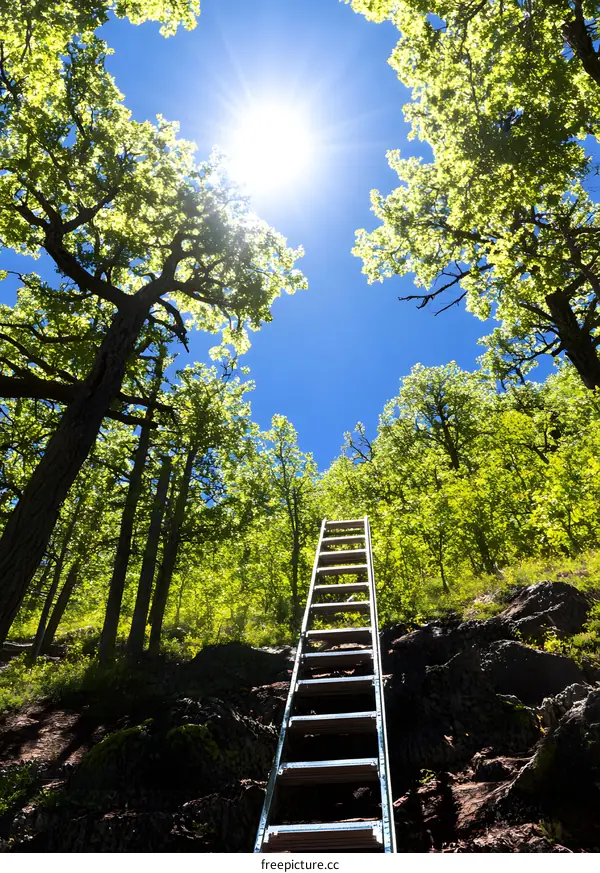 Ladder Leading Up Through Trees and Into the Sunshine