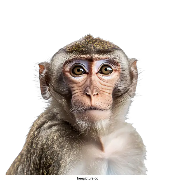 [Transparent Background PNG]Close Up Portrait of a Monkey Looking at the Camera