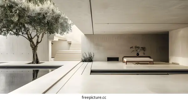 Modern Minimalist Architecture with Patio and Minimalist Decor
