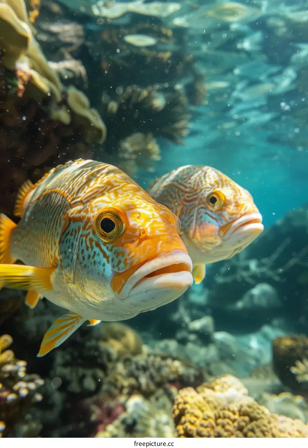 Colorful Fish Swimming in a Coral Reef