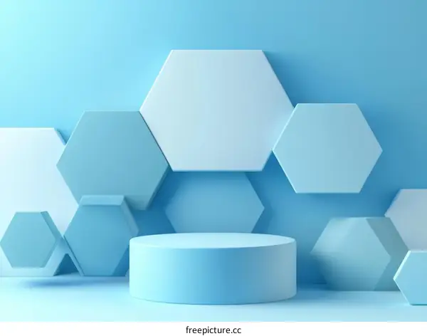 Abstract Geometric Hexagon Background with Cylinder Display
