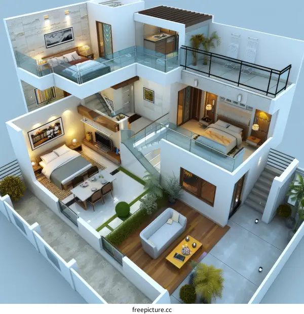 Modern House Floor Plan Design Illustration