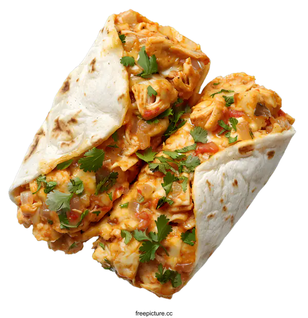 [Transparent Background PNG]Two chicken enchiladas on a white background