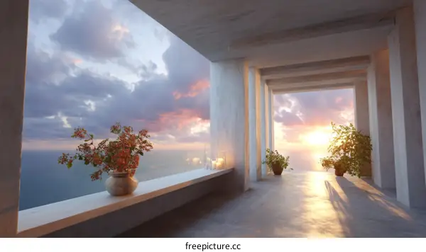 Sunrise Balcony View with Modern Architecture