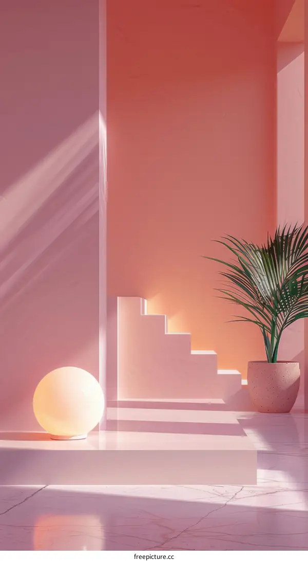 Pink and White Minimalist Staircase