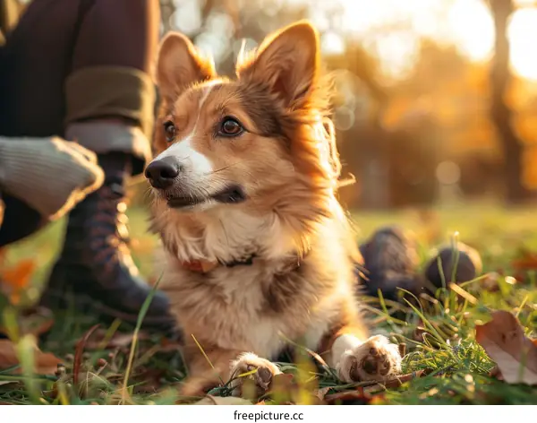 Dog Looking at Camera on Grass