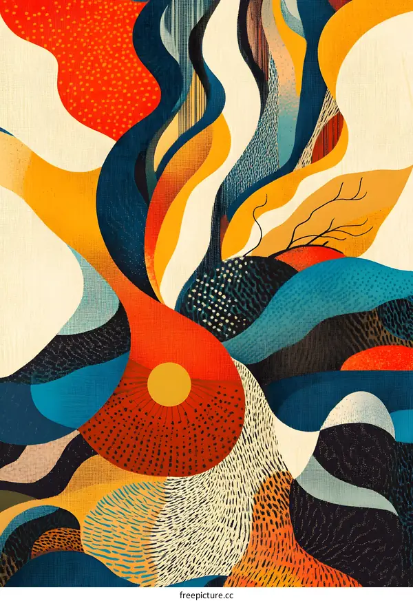 Abstract Art with Colorful Shapes and Patterns