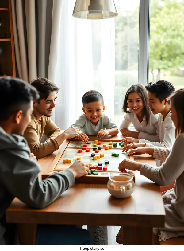 Family Playing Board Games Together In Living Room