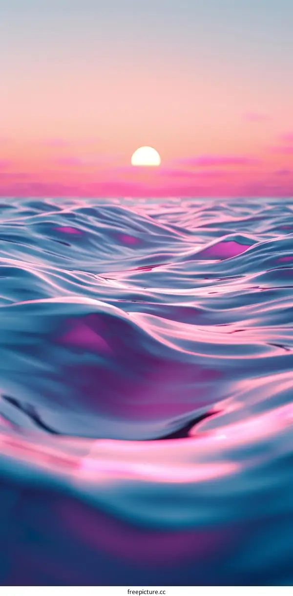 Pink Sunset Over the Ocean