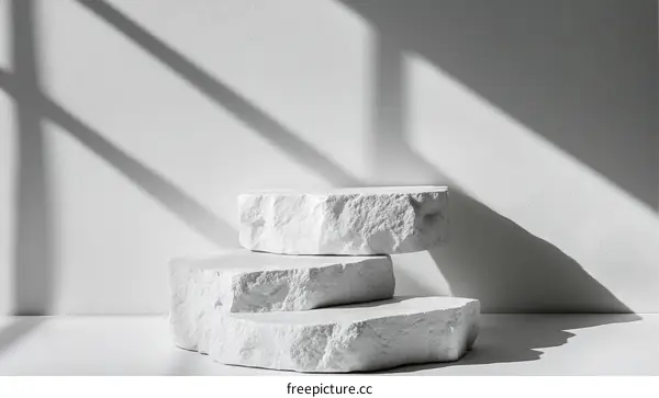 White Stone Display Stand with Natural Light