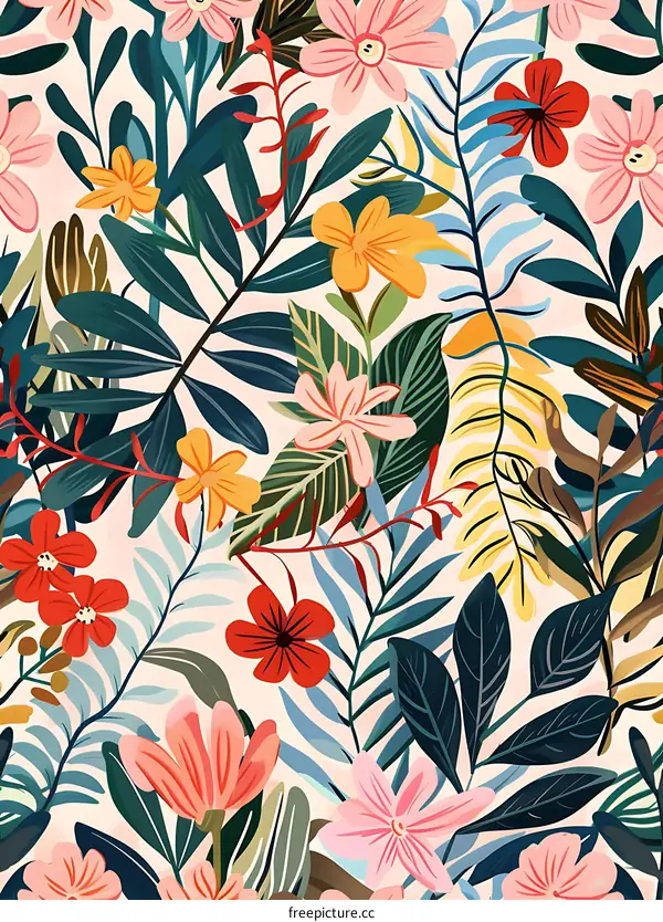 Tropical Floral Pattern Illustration
