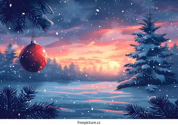Christmas Snow Scene Illustration