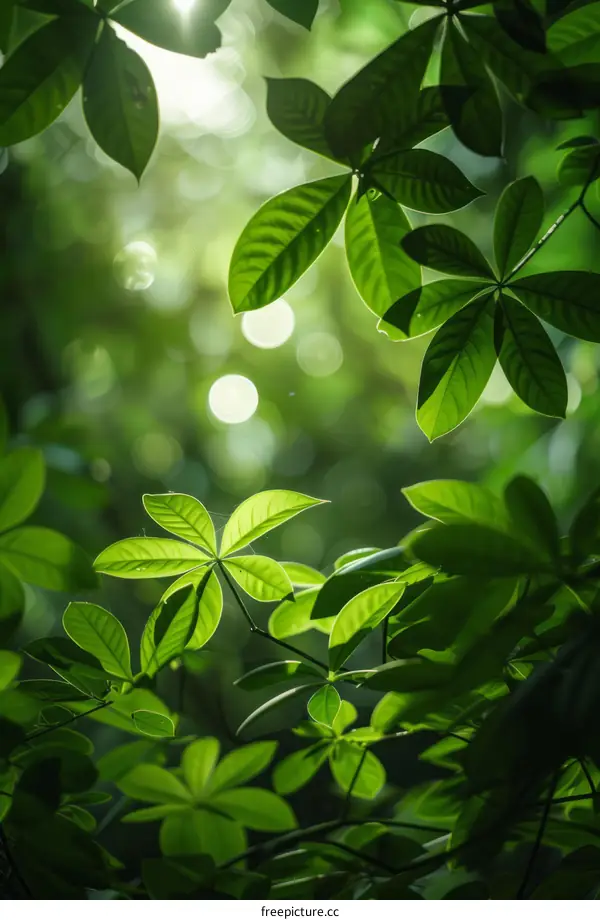 Luminous Green Leaves Bathed in Sunlight