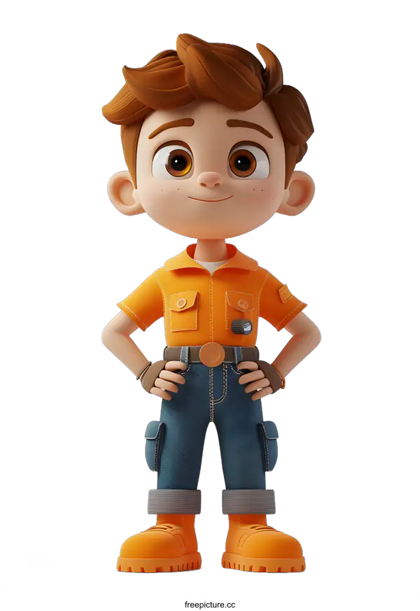 [Transparent Background PNG]3D rendering of a young boy