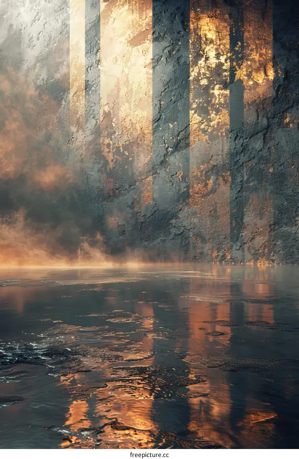 Abstract Rusty Concrete Wall Reflections