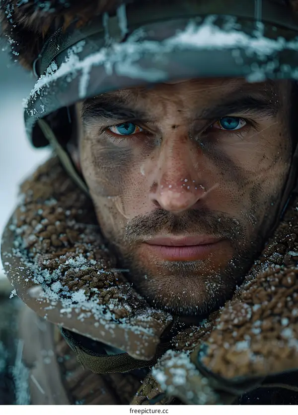 Portrait of a soldier in winter gear