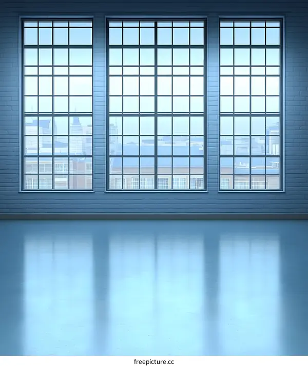 Modern Empty Room with Large Windows