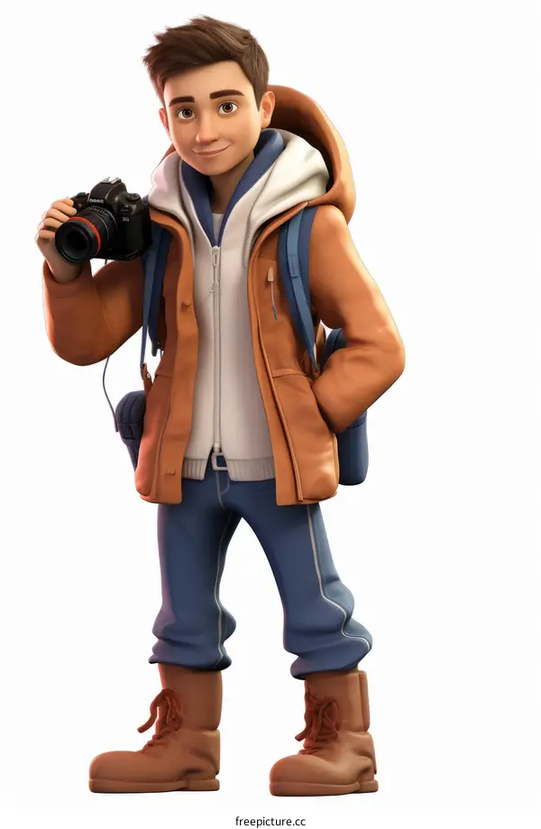 Young Photographer with Brown Hair and Blue Eyes