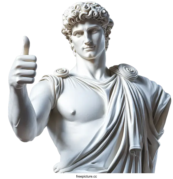 [Transparent Background PNG]Ancient Roman Statue with Thumbs Up