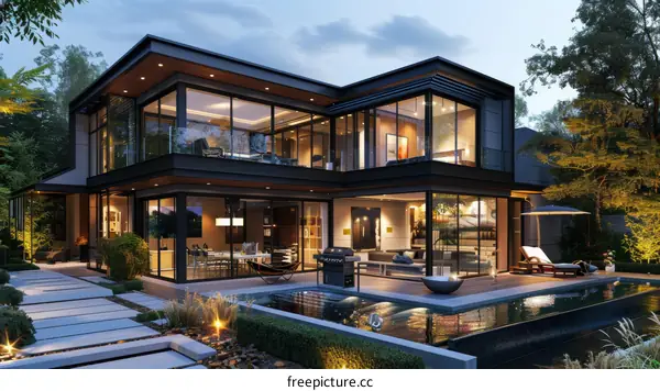 Modern Luxury Home Exterior Design Illustration