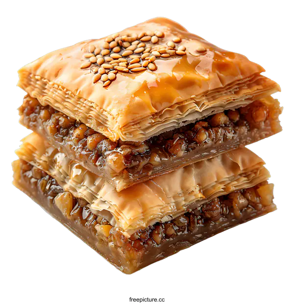 [Transparent Background PNG]Three pieces of baklava pastry