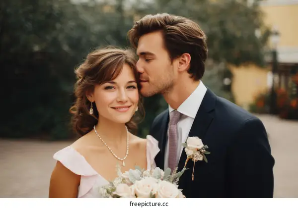 Couple in Love Wedding Portrait Outdoors