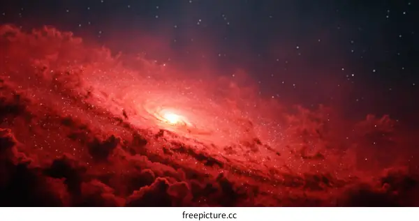 Red Spiral Galaxy in Deep Space