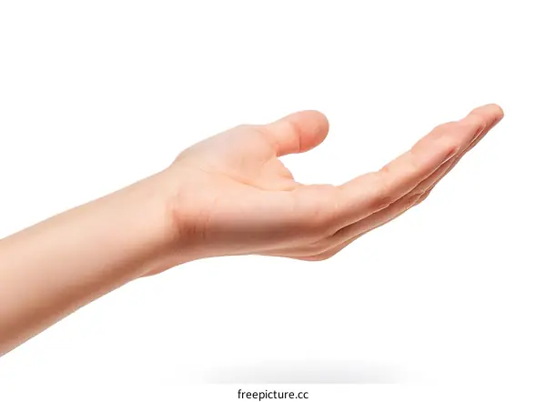 Open Empty Woman Hand Gesture on White Background
