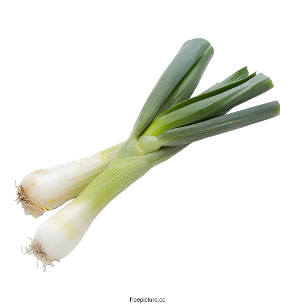 [Transparent Background PNG]Fresh Green Scallions Isolated on White Background