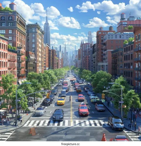 A Lively City Street Scene with Diverse People