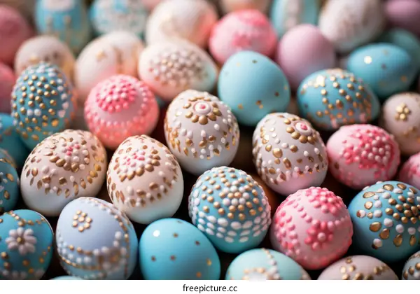 Easter eggs with intricate designs
