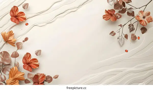 Autumn Leaves Background with Abstract Lines