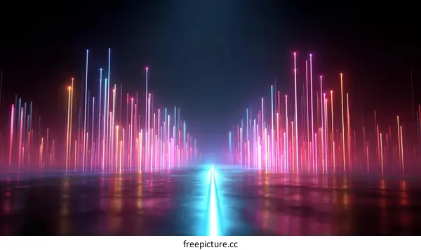 Neon Light Abstract Futuristic Cityscape